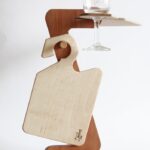 Borospohár tartó tálca fából 6 db-os szett állvánnyal/wooden wine glass holder board 5 pieces plus stand