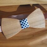 Fa csokornyakkendő pöttyös anyaggal/wooden bow-tie with dotted textile