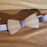 Fa csokornyakkendő kockás/wooden bow-tie checked