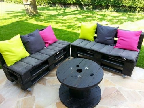 Kerti raklap bútor fekete/garden furniture made from pallet black