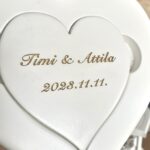 Fehér szív formájú fa homokóra esküvőre homokszertartáshoz / White heart shape wooden hourglass for wedding sand ceremony