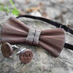 Fa csokornyakkendő és mandzsetta szett/wooden bowtie and a pair of cufflink set