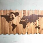 Tölgyfa falikép világtérképpel/Oak wooden wall picture with World map pattern