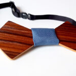 Fa csokornyakkendő paliszander/wooden bowtie with rosewood veneer blue fabric