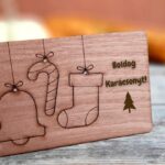 Karácsonyi fa képeslap_3 kicsi disz / Christmas wooden postcard 3 tiny ornaments