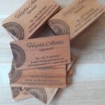 Lézerezett bükkfa névjegykártya / Laser engraved beech wooden business card